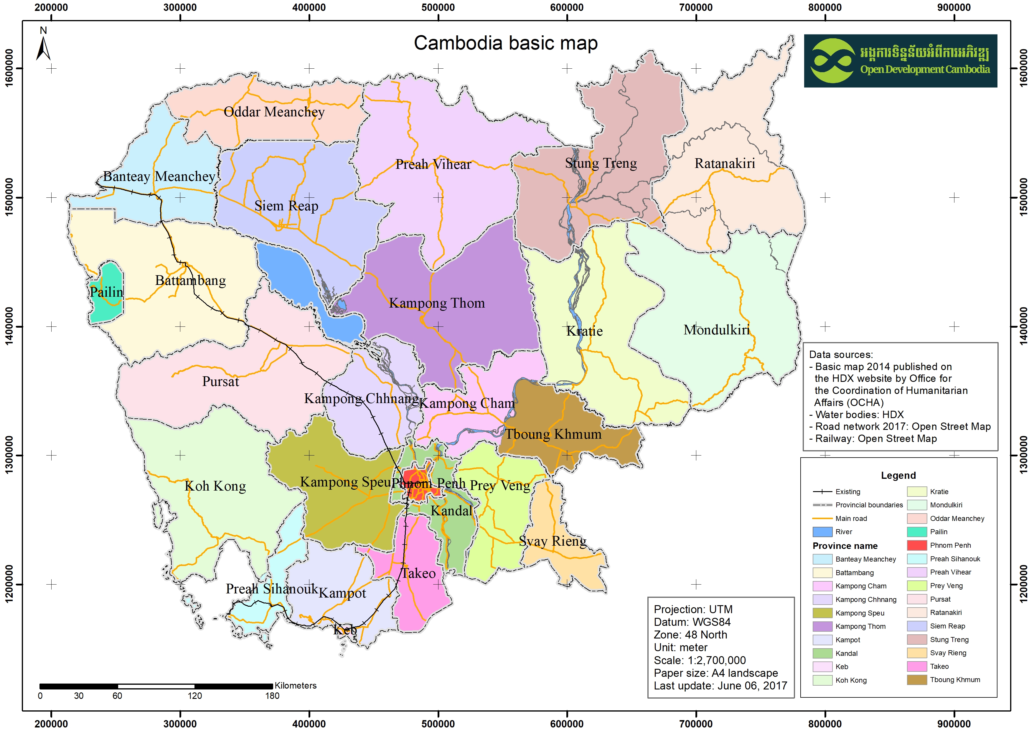 Basic map  of Cambodia  2014 Datasets OD Mekong Datahub